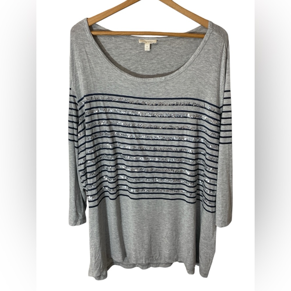 B2- Loralette - Stripe Sequin Shirt - Size 4X